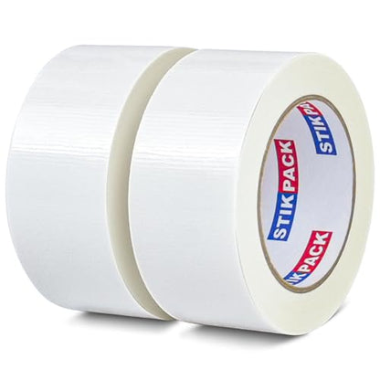 2 Pack Duct Tape Heavy Duty, White Tape 2 Inches x 30 Yards, 8.27 mil, Strong Industrial Strength, Flexible, No Residue, Waterproof and Tear by Hand, Multi-Use for Indoor & Outdoor Repairs - color: White