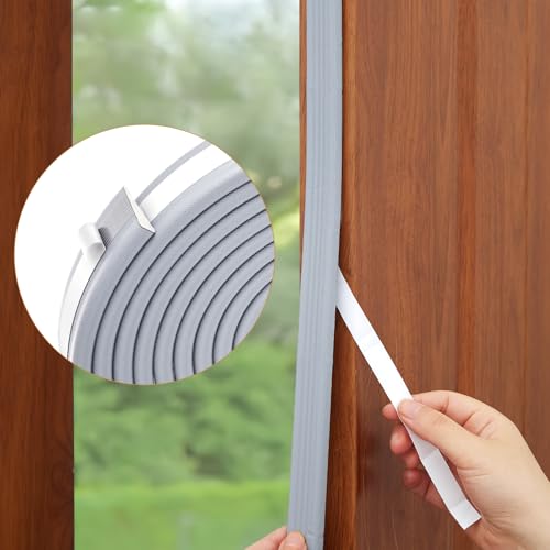 QDiShi 196" Wedge-Shape Weather Stripping Door Seal Weatherproof Foam Seals Self Adhesive Insulation Anti-Collision Strip Soundproofing Frame Insulation Tape Fits 0.13-0.31" Gaps(Grey) - color: Gray