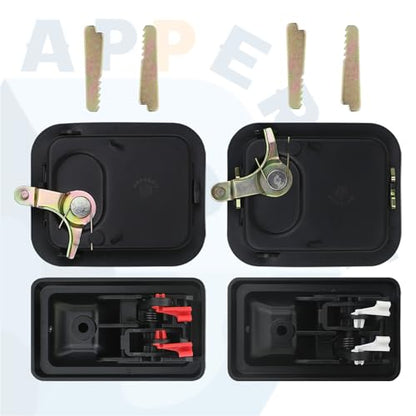 APPERFiT Exterior & Interior Door Handles w/Keepers Compatible with Jeep Wrangler TJ 2003-2006 with Full Doors Replaces 55176382AE 55176383AE 55176477AC 55176476AC - style: 2003-2006 Exterior & Interior Door Handle