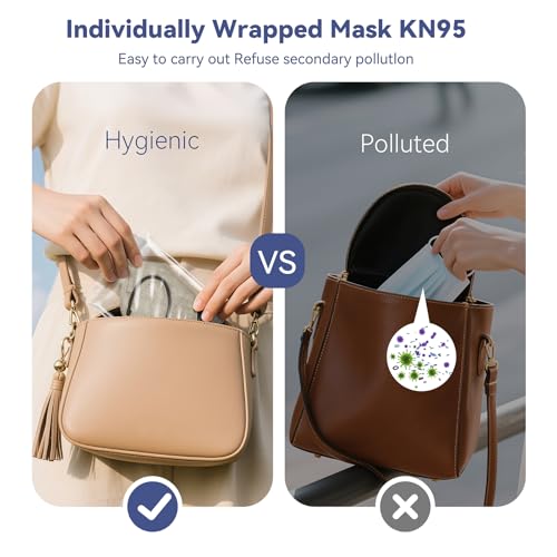 KN95 Face Masks Adults Disposable - 100 Pack KN95 Masks Protective Comfortable KN95 Masks 5-Layer KN95 Breathable Safety Face Masks & 5 Adjustable Mask Holder KN95 Masks 10 Colors