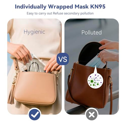 KN95 Face Masks Adults Disposable - 100 Pack KN95 Masks Protective Comfortable KN95 Masks 5-Layer KN95 Breathable Safety Face Masks & 5 Adjustable Mask Holder KN95 Masks 10 Colors