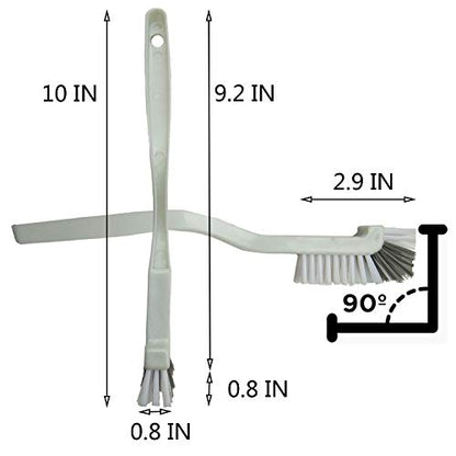 Bathroom Brushes Kitchen Cleaning Brush Set Toilet Bowl Brush Scrub Brush Home Cleaner Floor Stiff Bristles with Adhesive Hooks Plastic Handle Durable 13.5-Inch Deep Cleaning - color: White