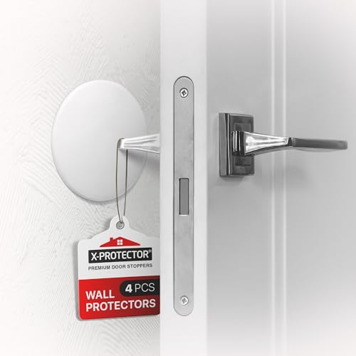 X-Protector Door Stoppers for Wall - 4 PCS, 3.15" - Self-Stick Door Knob Wall Protector - Silicone Wall Protectors from Door Knobs - Door Stopper Wall Protector from Furniture, Doors & Other Objects! - size: White, 3.15", 4 Pcs