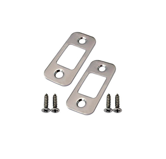 QCAA Solid Brass Deadbolt Strike Plate, Door Backplate, Round Corner, 1" x2-1/4", Brush Nickel, 2 Pack, Made in Taiwan - color: Brushed Nickel, size: 2 Pack