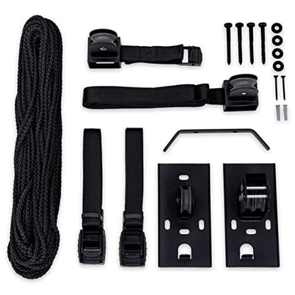 StoreYourBoard Ladder Storage Ceiling Pulley System, Garage Mount Hoist, Heavy Duty Hanging Organizer Holds 150 lbs - size: 10 ft - 14 ft Ceiling