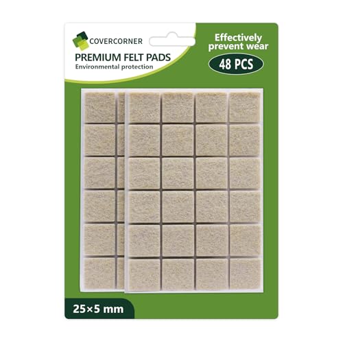 Felt Furniture Pads for Hardwood Floors 48 PCS, Furniture Pads, Floor Protectors for Hardwood Floors, Felt Pads for Furniture, Square, Beige - size: 48PCS 1 inch Square Beige