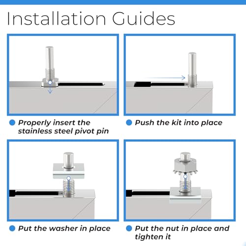 Shower Door Pivot Pin Parts with Hex-Nut and Washer Shower Doors Stainless Steel Pivot Replacement for Pivot Shower Doors - size: #SDPP01