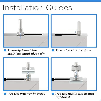 Shower Door Pivot Pin Parts with Hex-Nut and Washer Shower Doors Stainless Steel Pivot Replacement for Pivot Shower Doors - size: #SDPP01