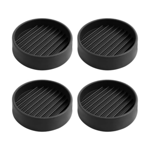 4 Pack Rubber Caster Cups, 2 X 2 Round Rubber Feet for Furniture, Non Slip Furniture Pads for Hardwood Floors, Bed Stoppers to Prevent Sliding, Couch Stoppers with Grippers - color: Black