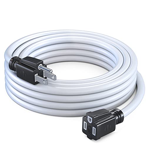 Maximm 15 Ft White Extension Cord, Heavy Duty 16 AWG, ETL Listed for Workshop & Outdoor Use - color: White, size: 15 Feet