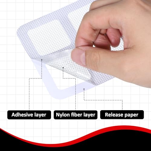 30pcs 4 Inches Window Screen Repair Patches Kit, Gray Self-Adhesive Mesh Patch Repair Kit, Portable Screen Tape, Tent Patch Kits for Camping, Window and Door Mesh Tears Holes