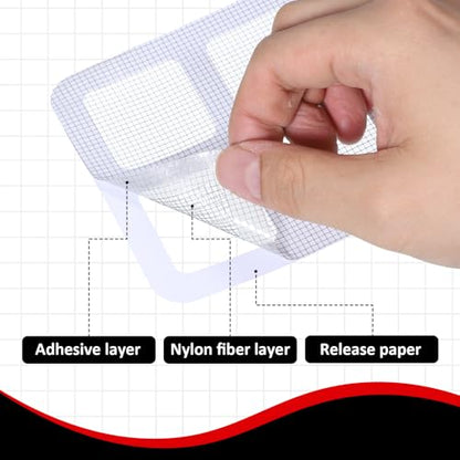 30pcs 4 Inches Window Screen Repair Patches Kit, Gray Self-Adhesive Mesh Patch Repair Kit, Portable Screen Tape, Tent Patch Kits for Camping, Window and Door Mesh Tears Holes