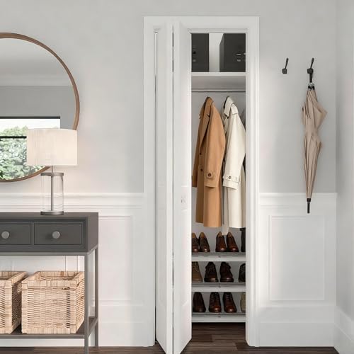 36 Inch Bi-fold Door Hardware with Track, Bifold Closet Door Hardware Repair Tool Kit, Included Steel Track, Top and Bottom Pivot, Top Guide Wheels, Spring, Metal Pivot Pin