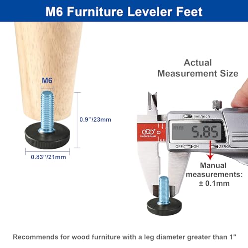 WAFJAMF M6 12PCS Adjustable Furniture Levelers Screw in Threaded, Adjustable Levelers Feet Screw On Furniture Glide Leveling for Table, Chair, Furniture Legs (M6-12PCS) - size: M6-12PCS-No Inserts