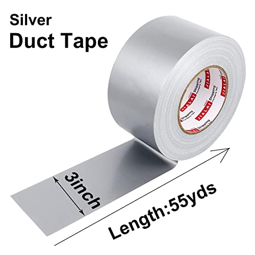 JIALAI HOME Wide Duct Tape 3 inch, Industrial Grade Silver (Gray) Tape 3 inches x 55 Yards (164 ft), 9 Mil Heavy-Duty, Waterproof, UV Resistant for Crafts & Home Improvement - color: Silver