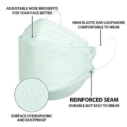 Borje KN95 Face Masks 50 Pack, Breathable Comfortable and Disposable KN95 Mask,Masks for Adults - color: Mint Green=50pcs