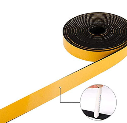 Foam Seal Tape 3-Pack, 1/2 Inch Wide X 1/8 Inch Thick, Neoprene Rubber Weather Stripping for Door Insulation, 59 Feet Total (19.7ft x 3 Rolls) - size: 1/2in * 1/8in * 59FT