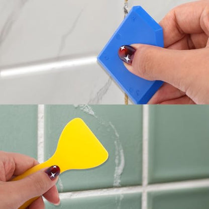 12pcs Caulking Tool Kit, Professional Caulk Remover & Sealant Finishing Smoothing Tool Set Portable Reuse Grout Scraper for Kitchen Bathroom Window & Floor Joints Sealing
