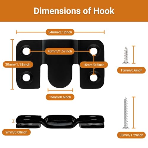 16Pcs Stainless Steel Interlock Hanging Buckle,Flush Concealed Mount Brackets Stainless Steel Z Clip Bracket Interlock Hanging Buckle Mountain Buckle for Picture Display Art Gallery - color: Black, size: Large Without Screws