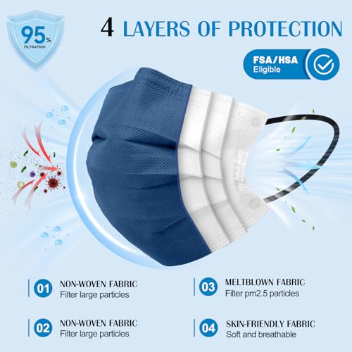 Disposable Face Mask For Adults - Travel Essentials, 100 Pack Individually Wrapped, 4 Ply Protection,Safety Masks Disposable - color: Colorful