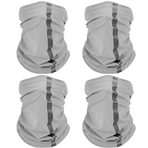 SATINIOR 4 Pcs Neck Gaiter Face Mask for Men Reflective Face Cover Scarf Summer UV Sun Protection Balaclava Bandana for Work - color: Grey