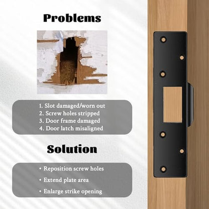 7" Deadbolt Strike Plate Extra Long Door Strike Plate Heavy Duty Version Security Latch Strikes Oversized Striker to Repair Damaged Worn Frame/Slot/Jamb Door Backplate Large Hole to Fix Latch Sticking