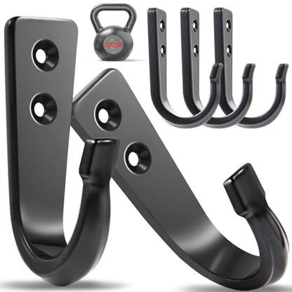 5 Large Size Heavy Duty Wall Hooks, Coat Hooks for Hanging Pans, Backpacks, Coats, Garage Items (Black) - color: 5pack-black, size: Large