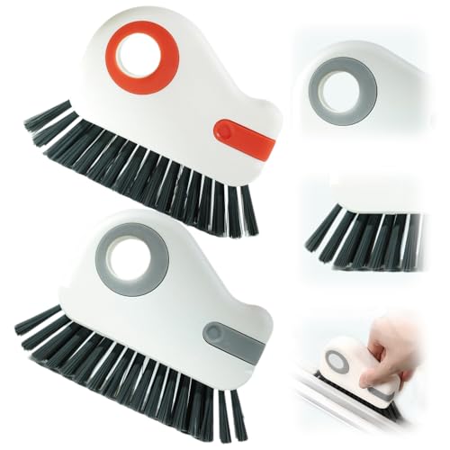 2 in 1 Groove Cleaning Brush Window Track Cleaning Tools, 2026 New Multipurpose Hard Bristle Crevice Cleaning Brush with Hidden Scraper for Sliding Door Track, Window Sill, Window Seal (Mix-2PCS) - color: Mix-2pcs