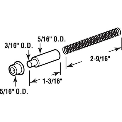 Prime-Line K 5131 Steel and Nylon Storm Door Hinge Pin Kit, 2-9/16 In. Springs, 5/16 In. Diameter Pins and Bushings, White (3 Sets)