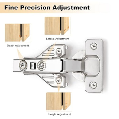 Probrico (2 Pair/4 Pack Full Overlay Soft Closing Clip On Face Frame Mounting Cabinet Hinges, 105 Degree Self Closing Kitchen Cupboard Door Hinges