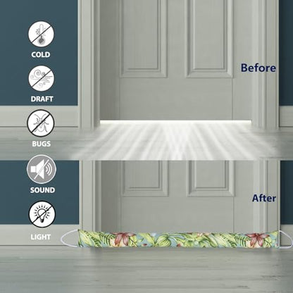 2 Pack 36 Inch 2.8 Inch Wide Slim Under Door Blocker Door Draft Stopper, Bottom Blocker Weighted Gap Filler Saving Energy Sound Air Noise Light Stopper Canvas Cotton Cartoon Print 2.2Lb - size: 36in