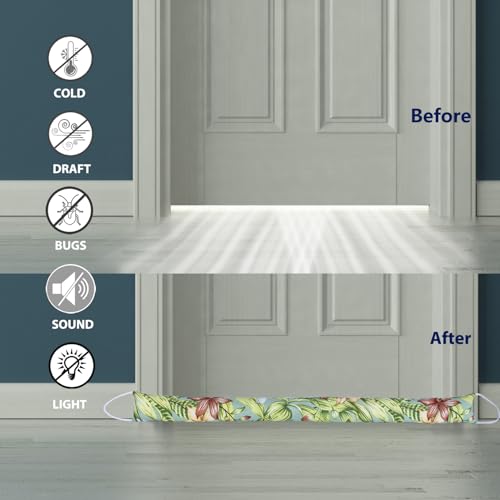2 Pack 32 Inch 2.8 Inch Wide Slim Under Door Blocker Door Draft Stopper, Bottom Blocker Weighted Gap Filler Saving Energy Sound Air Noise Light Stopper Canvas Cotton Cartoon Print 2.2Lb - size: 32in