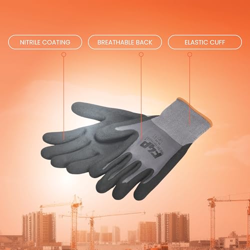Cut Resistant Nitrile Grip Gloves | Durable Spandex & Nylon Safety Gloves with Elastic Knit Wrist - size: Large
