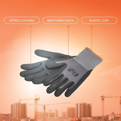 Cut Resistant Nitrile Grip Gloves | Durable Spandex & Nylon Safety Gloves with Elastic Knit Wrist - size: Medium