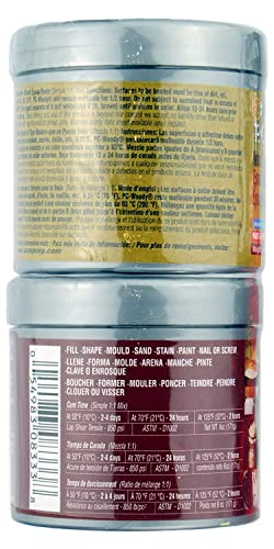 PC Products PC-Woody Wood Repair Epoxy Paste Kit with Mixing Tool, Two-Part 12 oz in Two Cans, Tan, 63320 - size: 12 oz with Tool, style: PC-Woody Kit