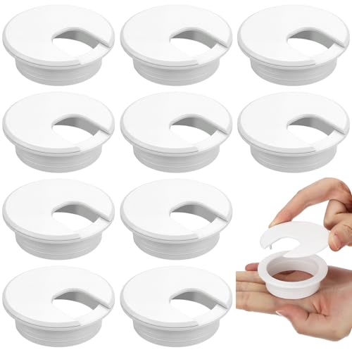 SATINIOR 10 Packs Desk Grommet Plastic Cable Hole Cover to Arrange Wires & Cords PC Desk Cord Wire Organizer Caps Desktop Cord Management Grommet for Home Office Table Desktop (2 Inch,White) - color: White, size: 2 Inch