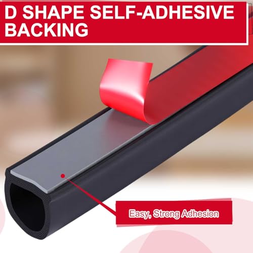 Pangda 10Ft D Shape Rubber Weather Stripping Foam Self-Adhesive EPDM Door Seal Strip for Noise Reduction Waterproof Dustproof for Cars Boats Truck RVs Windows Doors (1/2" W × 7/16" H) - size: 10ft L, style: 1/2" W × 7/16" H