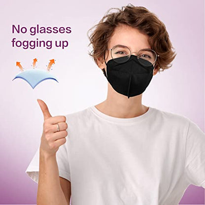 Miuphro KN95 Disposable Face Mask 25 Pack 5-Ply Breathable Safety Masks Against PM2.5, Disposable Respirator Protection Mask for Men and Women Black - color: Black