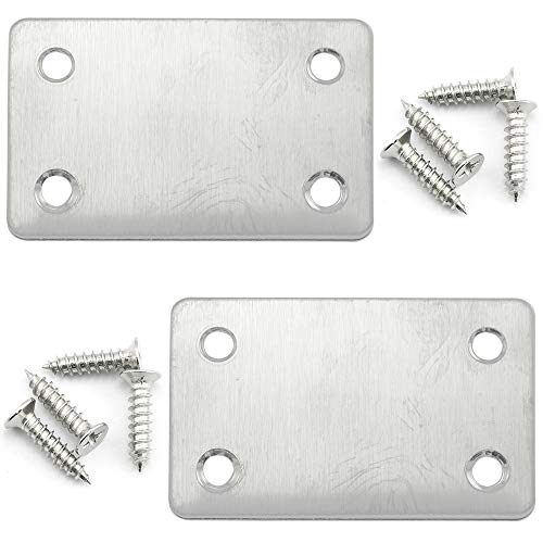 heyous 10pcs Stainless Steel Straight Support Shelf Bracket Flat Corner Brace Brackets Mending Plates Repair Fixing Joining 60 x 38mm with Mounting Screws