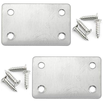 heyous 10pcs Stainless Steel Straight Support Shelf Bracket Flat Corner Brace Brackets Mending Plates Repair Fixing Joining 60 x 38mm with Mounting Screws