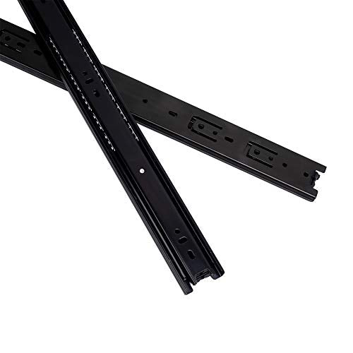 6 Pairs of 16 Inch Hardware 3-Section Full Extension Ball Bearing Side Mount Black Drawer Slides,100 LB Capacity Drawer Slide - color: Black, size: 16 Inch
