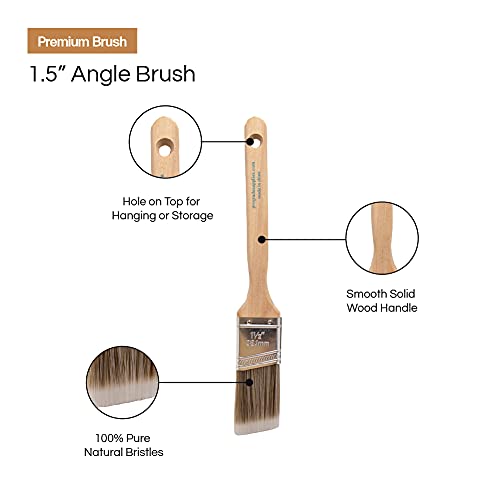 Vermeer Paint Brushes - 6-Pack - 1.5" Angle Sash Brushes for All Latex and Oil Paints & Stains - Home Improvement - Interior & Exterior Use