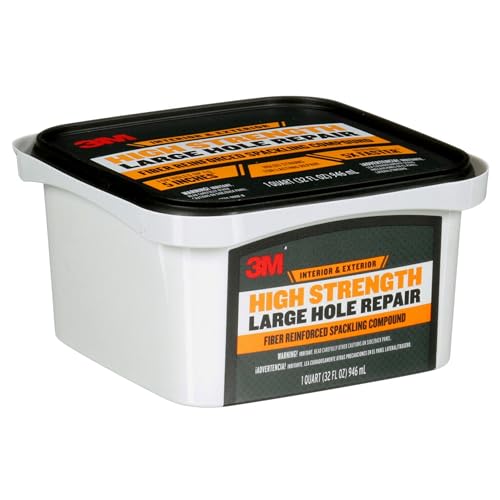 3M High Strength Fiber Reinforced Spackling Compound, 32 oz., Ideal for Large Hole Repair Cracks and Damaged Surfaces in Drywall, Plaster, Stucco, Concrete and Wood, For Easy Wall Repair (LHR-32-BB)