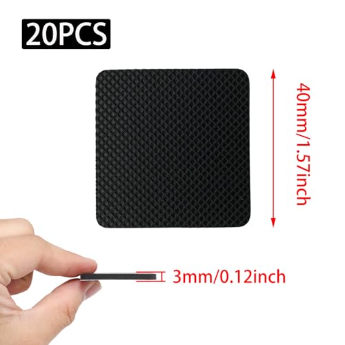 20pcs Black Non Slip Furniture Pads,Solid Rubber Furniture Pads Self Adhesive Anti-Sliding Grippers,Rubber Feet for Bed Couch Table/Floor Protectors(1.6inch Square) - size: 1.6inch