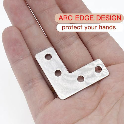 20pcs 1.6 x1.6inch Silver L Flat Shape Braces Corner Bracket, 40x40 mm Decorative Corner Brackets Mending Plate, Stainless Steel 90 Dgree Angle Bracket for Wood Furniture Fixing - size: Silver 40x40 mm