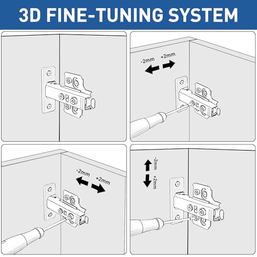 TamBee Corner Cabinet Hinge Bifold 175 Degree with Repair Plate Kit, 48mm Full Overlay Lazy Susan Cabinet Door Hinge Frameless - style: 175° Full Overlay + Plates