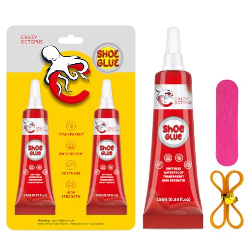 Shoe Glue, Strong, Clear Shoe Repair Glue for Sneakers, Boots, Handbags, Soles, Heels, Works on Leather, Rubber, Canvas, 15ml Tube x 2 - color: 30g