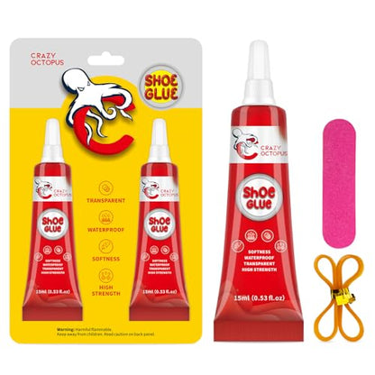 Shoe Glue, Strong, Clear Shoe Repair Glue for Sneakers, Boots, Handbags, Soles, Heels, Works on Leather, Rubber, Canvas, 15ml Tube x 2 - color: 30g