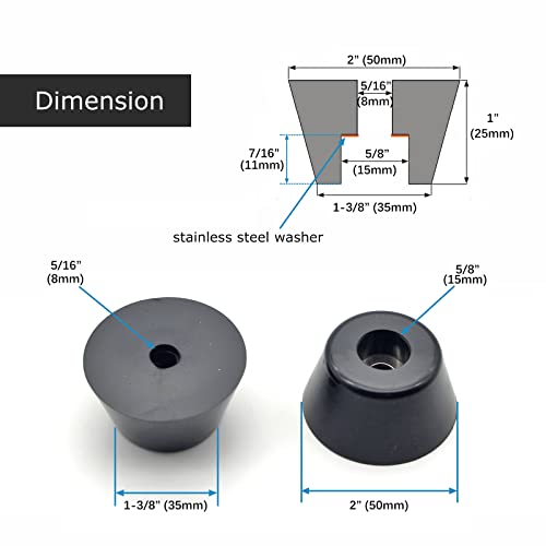 2 Inch Heavy Duty Rubber Feet for Machinery Equipment Bumper Anti Vibration Non Slip Furniture Feet Pads Pack of 4