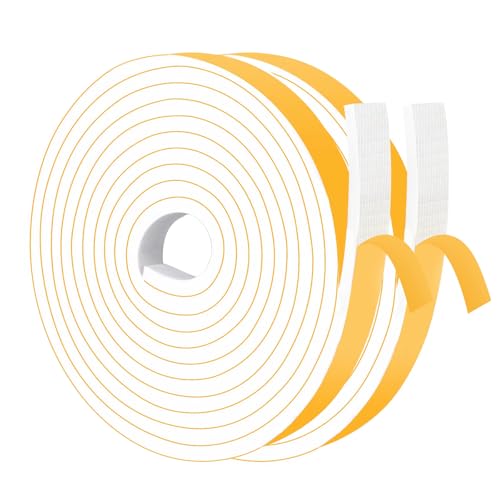 Foam Weather Stripping Door Seal White, 1 in x 1/4 in x 33Ft,Strong Adhesive,Wide Foam Door Seal Strip Insulation,Dust Blocking,Weatherproof,Use for Doors and Windows Gaps - color: White, size: 1 in x 1/4 in x 33 Ft